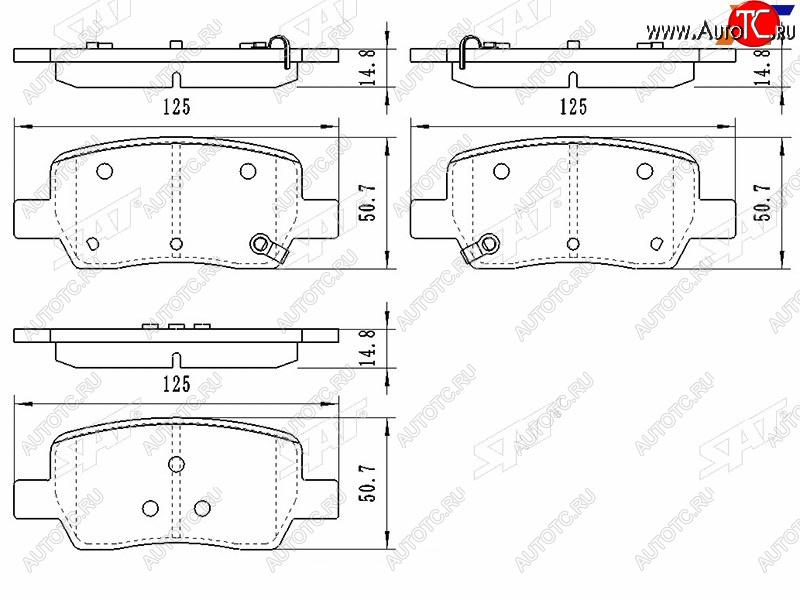 1 399 р. Колодки тормозные задние RH-LH SAT  Hyundai Santa Fe  TM (2018-2022), KIA Sorento  MQ4 (2020-2022)  с доставкой в г. Йошкар-Ола