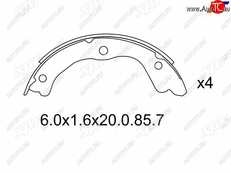 1 589 р. Колодки барабанные задние RH-LH SAT  Nissan Primera ( 3 седан,  3 универсал) - X-trail  1 T30  с доставкой в г. Йошкар-Ола