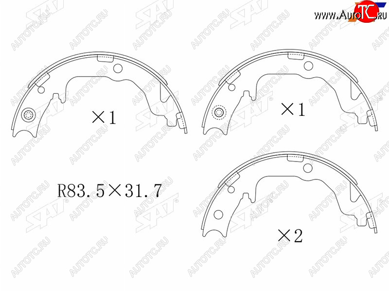 2 099 р. Колодки барабанные задние RH-LH SAT  Mitsubishi ASX - Lancer  10  с доставкой в г. Йошкар-Ола