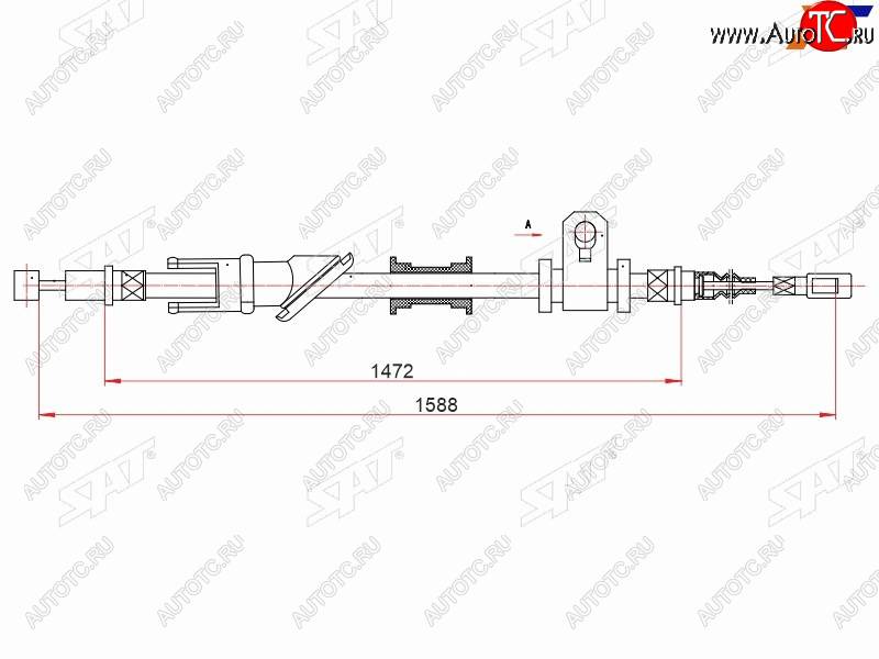 1 329 р. Трос ручного тормоза LH SAT Mitsubishi Lancer 9 1-ый рестайлинг седан (2003-2005)  с доставкой в г. Йошкар-Ола