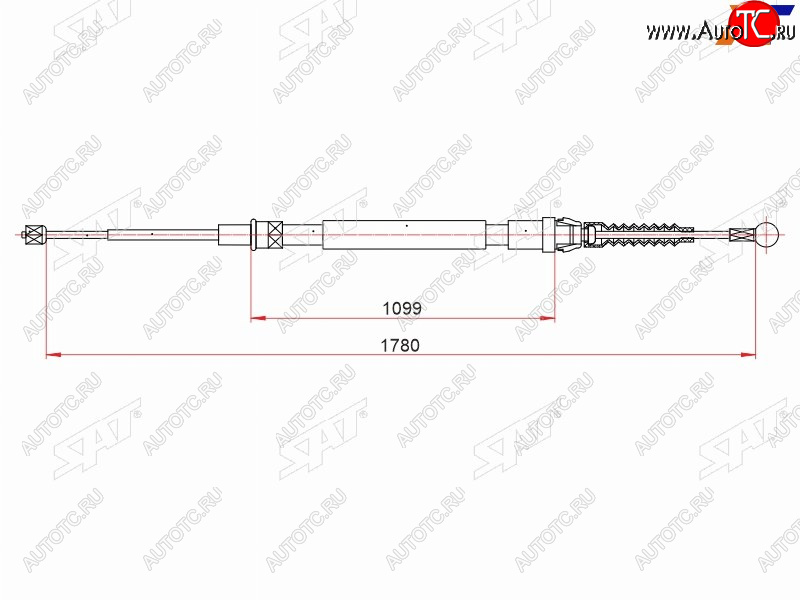 1 029 р. Трос ручного тормоза RH-LH SAT  Skoda Rapid ( NH3,  NH1,  MK2) (2012-2025) дорестайлинг лифтбэк, хэтчбэк дорестайлинг, хэтчбэк рестайлинг, рестайлинг лифтбэк  с доставкой в г. Йошкар-Ола