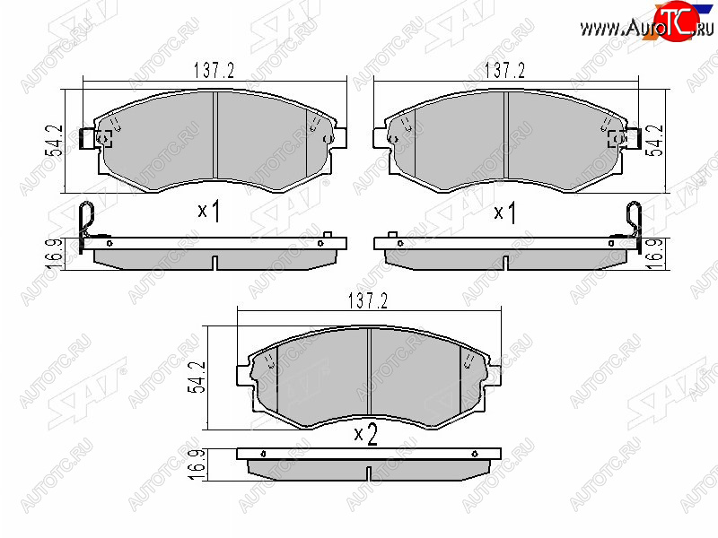 1 249 р. Колодки тормозные передние FR-FL SAT  Hyundai Elantra XD седан дорестайлинг (2000-2003)  с доставкой в г. Йошкар-Ола