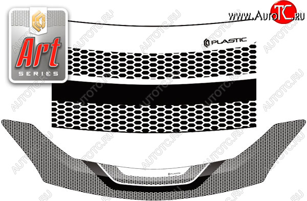 2 289 р. Дефлектор капота CA-Plastic  Toyota Ractis (2010-2016) (серия ART белая)  с доставкой в г. Йошкар-Ола