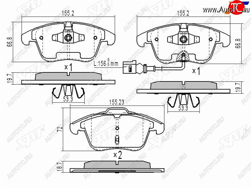 1 799 р. Колодки тормозные перед FL-FR SAT  Volkswagen Polo  Mk6 - Tiguan  NF  с доставкой в г. Йошкар-Ола