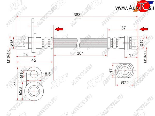 1 029 р. Шланг тормозной задний (Таиланд) LH=RH  Toyota Camry  V30 - Vista  седан  с доставкой в г. Йошкар-Ола