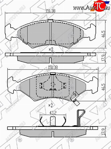 1 149 р. Колодки тормозные передние FL-FR SAT  Chevrolet Cobalt (2011-2023), KIA Sportage  1 JA (1993-2006), Ravon R4 (2016-2020)  с доставкой в г. Йошкар-Ола