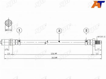 Шланг тормозной задний RH=LH (Таиланд) SAT Toyota (Тойота) Hiace (Хайс) ( H100,  Y100,  H200,  H300) (1989-2024) H100, Y100, H200, H300 минивэн дорестайлинг (Япония), минивэн 1-ый рестайлинг (Япония), бортовой грузовик (Япония) дорестайлинг , минивэн (Япония)  2-ой рестайлинг, минивэн (Япония) дорестайлинг , минивэн (Япония) 1-ый рестайлинг, минивэн (Япония) 2-ой рестайлинг, минивэн (Япония) 3-ий рестайлинг, минивэн дорестайлинг