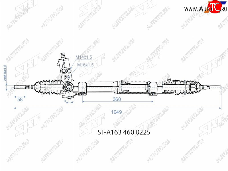 29 699 р. Рейка рулевая M14х1,5.16х1,5 SAT  Mercedes-Benz ML class  W163 (2001-2005) рестайлинг  с доставкой в г. Йошкар-Ола