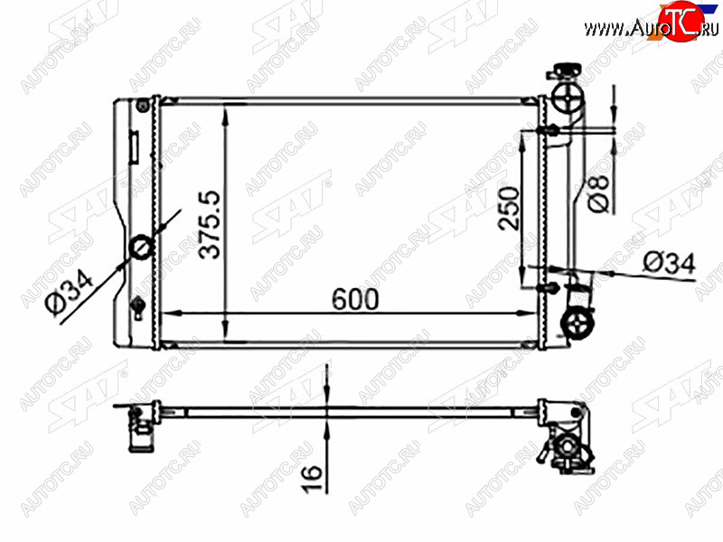 8 299 р. Радиатор SAT  Toyota Corolla  E150 - Wish  XE20 (применимо для Daihatsu Altis 06-10)  с доставкой в г. Йошкар-Ола