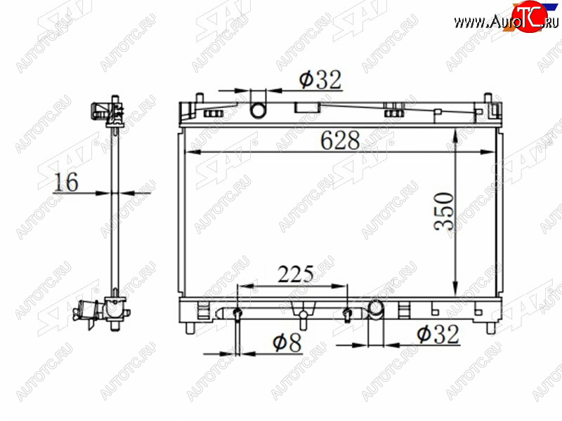 7 249 р. Радиатор SAT  Subaru Trezia (2010-2016), Toyota Corolla  E180 (2013-2019), Toyota Ractis (2005-2016), Toyota Vitz ( XP90,  XP130) (2005-2014)  с доставкой в г. Йошкар-Ола