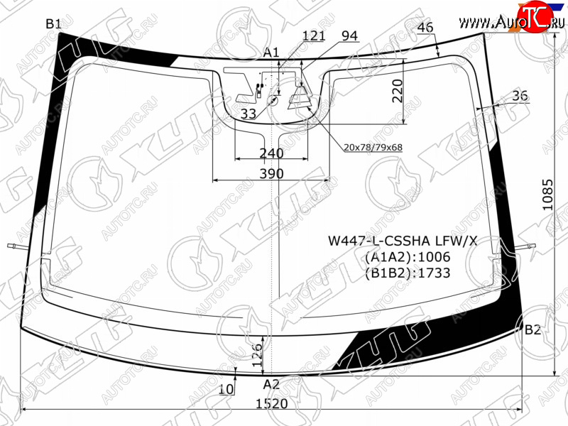 17 499 р. Стекло лобовое (Антенна Камера Датчик дождя Молдинг) XYG Mercedes-Benz Vito W447 дорестайлинг (2015-2020)  с доставкой в г. Йошкар-Ола