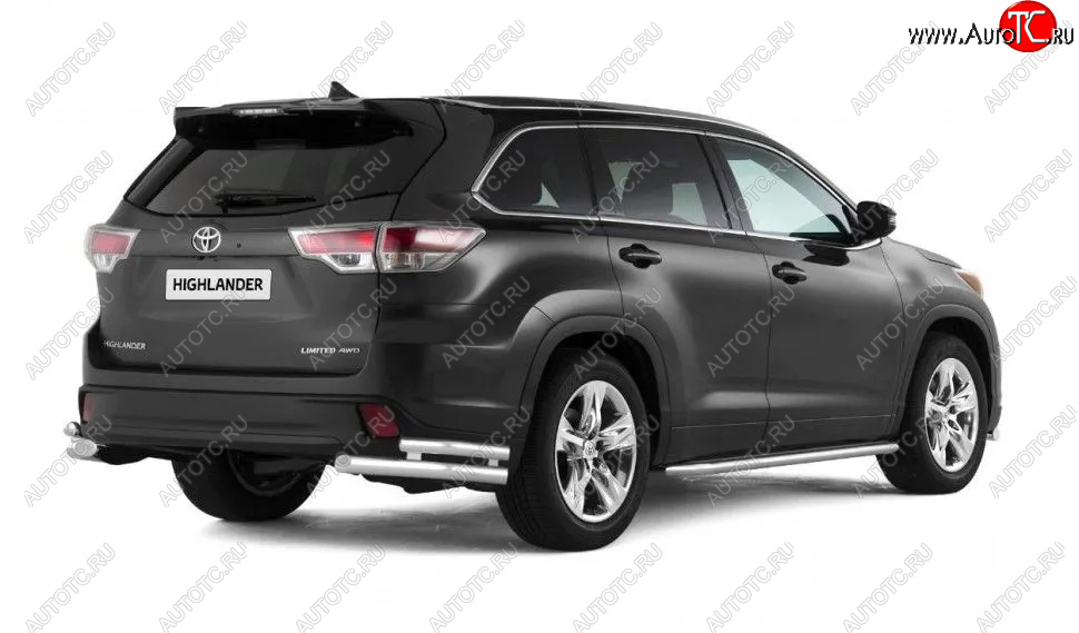 24 999 р. Защита заднего бампера (двойная, уголки d63/51 мм) Toyota Highlander XU50 рестайлинг (2016-2020)  с доставкой в г. Йошкар-Ола