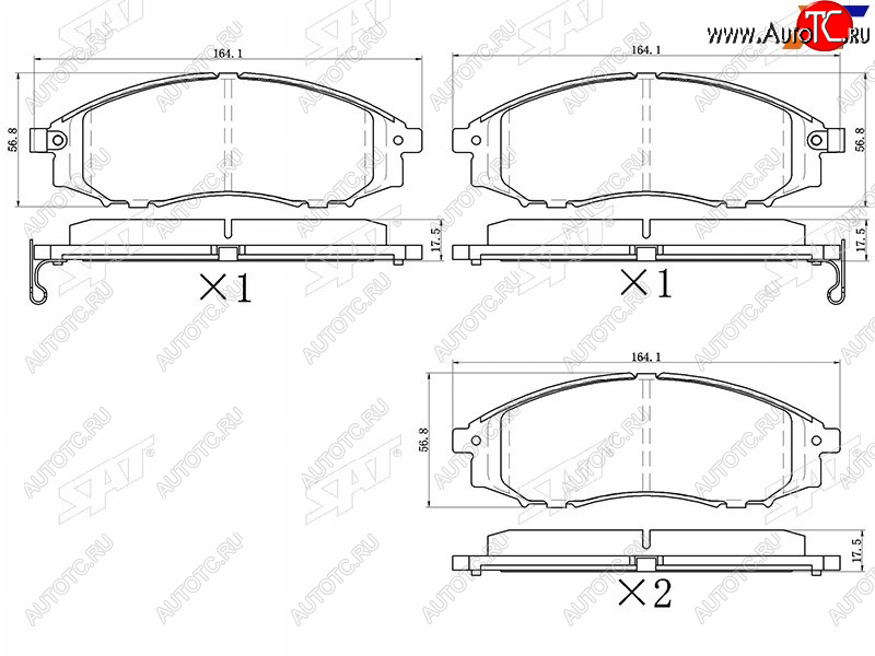 1 399 р. Колодки тормозные перед FR-FL SAT Nissan Pathfinder R51 дорестайлинг (2004-2007)  с доставкой в г. Йошкар-Ола