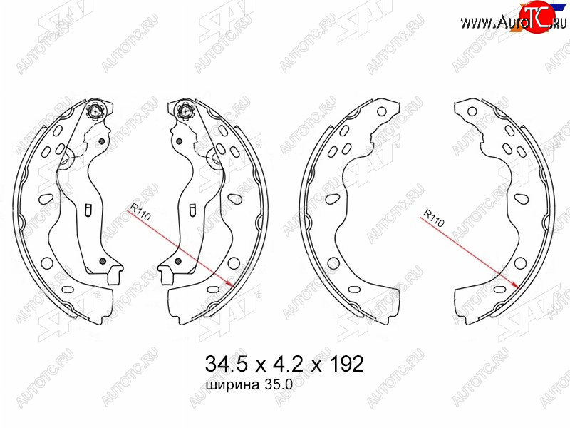 1 829 р. Колодки тормозные барабанные задние RH-LH SAT Suzuki SX4 GYC21S дорестайлинг седан (2006-2012)  с доставкой в г. Йошкар-Ола