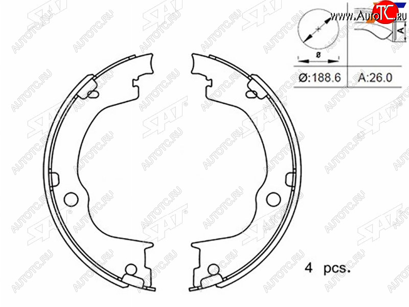 1 389 р. Колодки тормозные барабанные задние RH-LH SAT  Chevrolet Captiva ( CN202S) (2006-2025), Opel Antara (2006-2015)  с доставкой в г. Йошкар-Ола