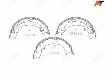 1 769 р. Колодки барабанные задние RH-LH SAT Hyundai Sonata EF рестайлинг ТагАЗ (2001-2013)  с доставкой в г. Йошкар-Ола. Увеличить фотографию 1