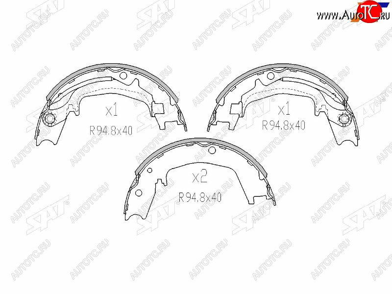 1 769 р. Колодки барабанные задние RH-LH SAT Hyundai Sonata EF рестайлинг ТагАЗ (2001-2013)  с доставкой в г. Йошкар-Ола