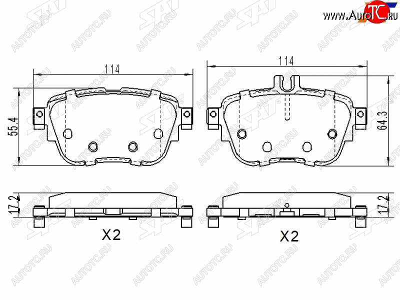 1 559 р. Колодки тормозные задние RH-LH SAT  Mercedes-Benz E-Class  S213 (2016-2024) универсал дорестайлинг, универсал рестайлинг  с доставкой в г. Йошкар-Ола