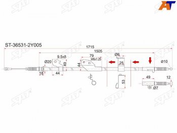 Трос ручника LH SAT Nissan (Нисан) Cefiro (Цефиро)  A33 (1998-2003) A33