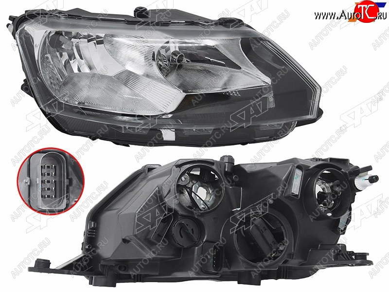 8 549 р. Фара правая SAT Skoda Rapid NH3 дорестайлинг лифтбэк (2012-2017)  с доставкой в г. Йошкар-Ола