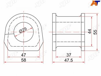 Втулка переднего стабилизатора D=29 SAT Mitsubishi (Митсубиси) Pajero (Паджеро) ( 2 V30/V40,  2 V20) (1997-1999) 2 V30/V40, 2 V20 рестайлинг, рестайлинг