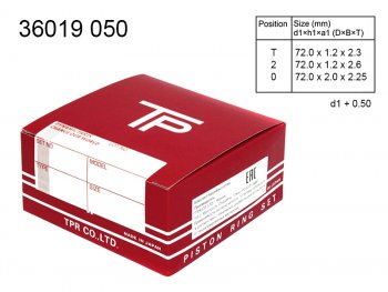 Кольца поршневые (комплект) 0,50 2SZ-FE TPR Toyota (Тойота) Belta/Yaris (белта)  XP90 (2005-2012) XP90 седан