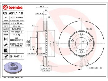 13 899 р. Передний тормозной диск(Ø315) BREMBO  Mercedes-Benz G class  W463 - GL class ( X164,  X166)  с доставкой в г. Йошкар-Ола. Увеличить фотографию 1