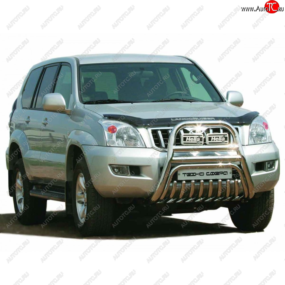 36 699 р.  Передок с защитой двигателя нержавейка d63.5, Техно Сфера  Toyota Land Cruiser Prado  J120 (2002-2009) (Нержавейка)  с доставкой в г. Йошкар-Ола