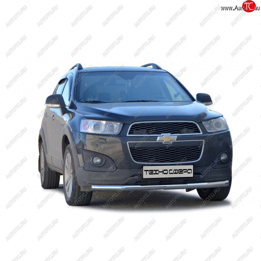 10 899 р. Защита переда труба крашенная d63.5, Техно Сфера  Chevrolet Captiva ( CN202S) (2006-2025)  дорестайлинг, 1-ый рестайлинг, 2-ой рестайлинг,  дорестайлинг, дорестайлинг (Черный матовый)  с доставкой в г. Йошкар-Ола