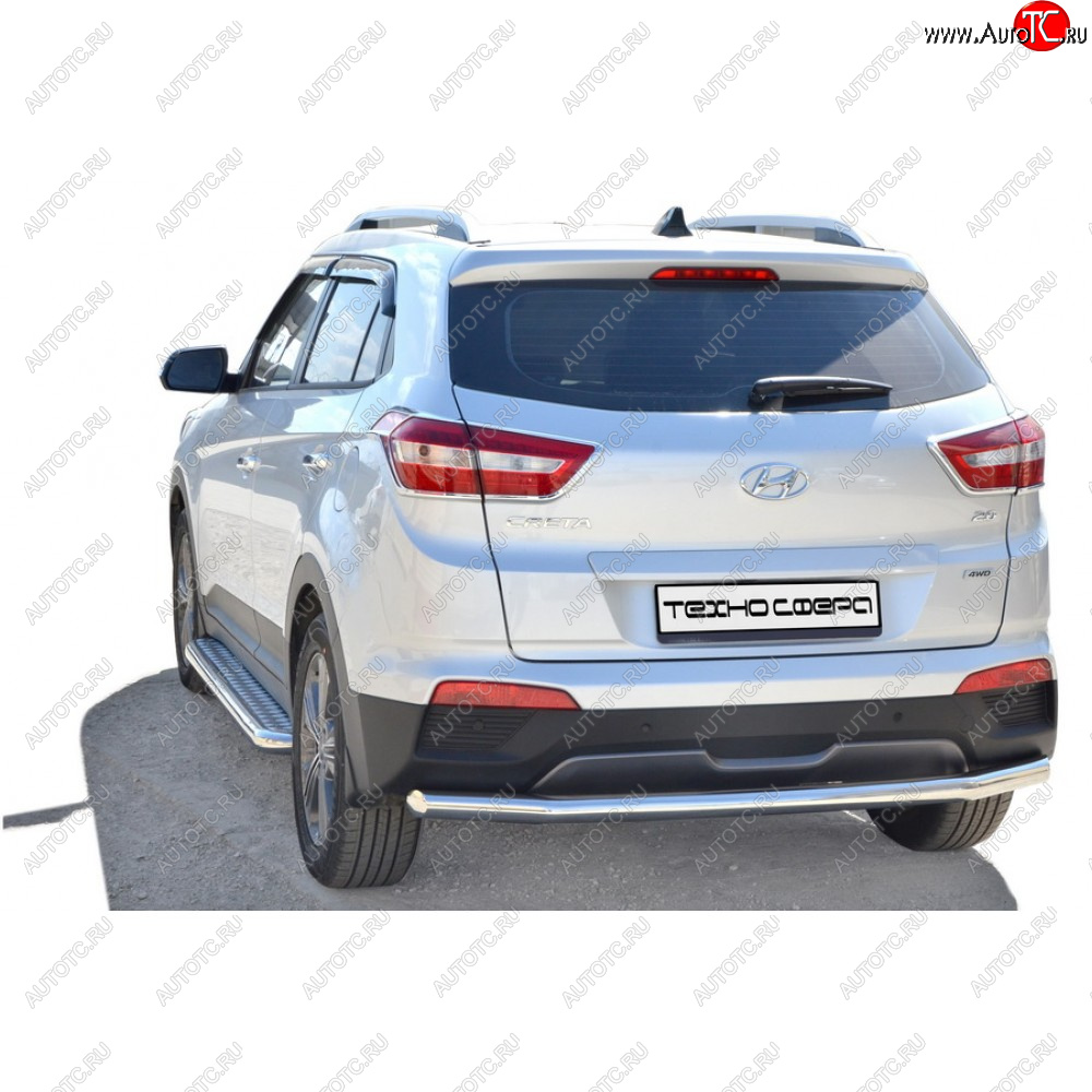 8 799 р. Защита заднего бампера d63,5 Техно Сфера Hyundai Creta GS дорестайлинг (2015-2019) (черный глянцевый)  с доставкой в г. Йошкар-Ола