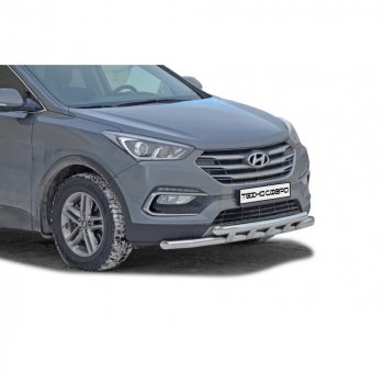 Защита переда труба двойная крашенная d63,5, Техно Сфера Hyundai Santa Fe DM рестайлинг (2015-2019)