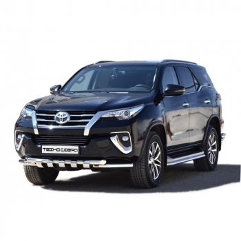 Защита переда труба двойная люкс крашенная d63.5, Техно Сфера Toyota Fortuner AN160 дорестайлинг (2015-2020)