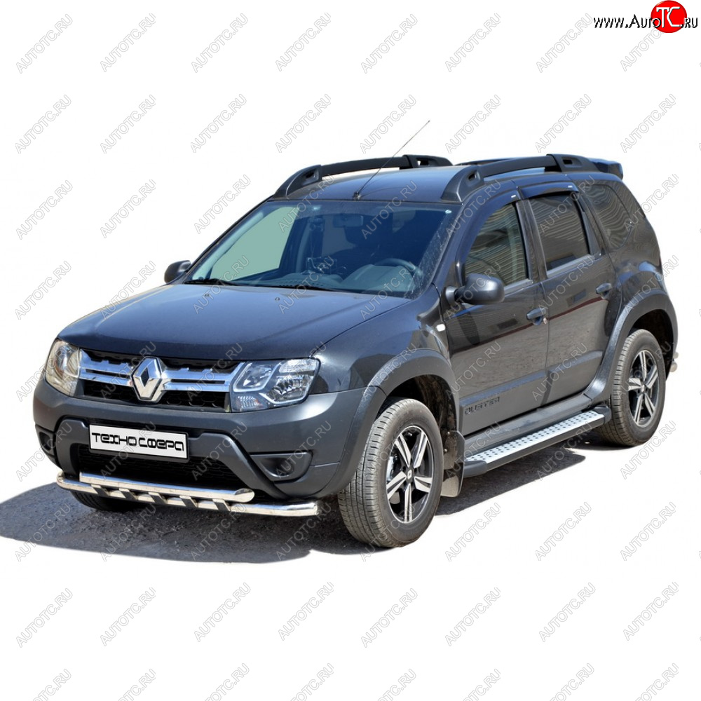 28 899 р. Защита переда труба двойна нержавейка d63.5, Техно Сфера  Renault Duster ( HS,  HM) (2010-2024) дорестайлинг, рестайлинг, рестайлинг (Нержавейка)  с доставкой в г. Йошкар-Ола