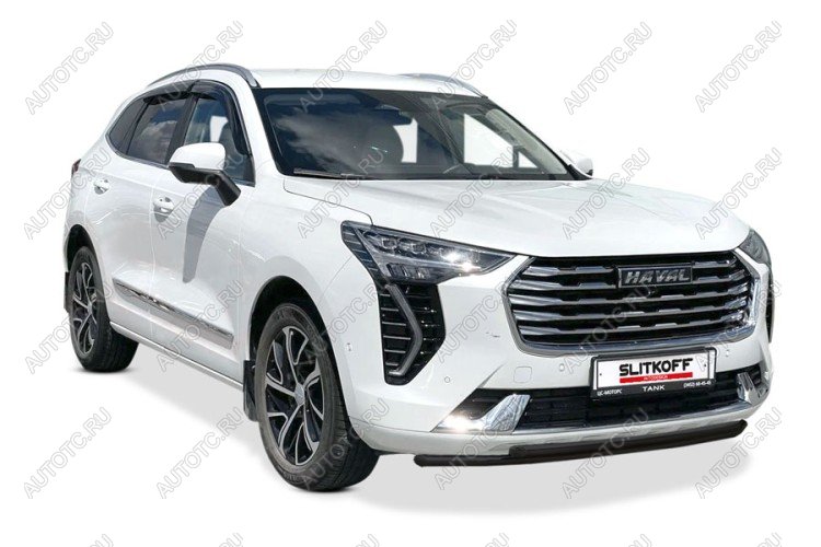 10 549 р. Защита переднего бампера d42+d42 двойная (2WD) Slitkoff Haval Jolion дорестайлинг (2020-2024) (Сталь с полимерным покрытием в цвет черный)  с доставкой в г. Йошкар-Ола