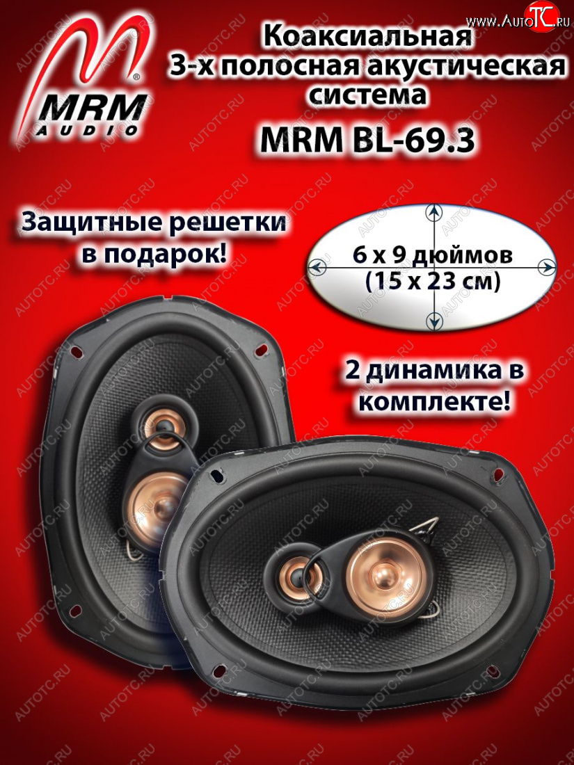 3 599 р. 3-х полосная коаксиальная акустическая система (15х23см/6х9″) MRM BL-69.3 овалы Dong Feng DF6 пикап (2022-2025)  с доставкой в г. Йошкар-Ола