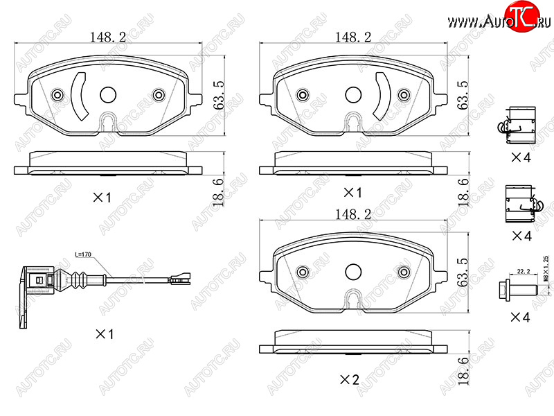 1 989 р. Колодки тормозные перед FL-FR SAT  Skoda Octavia  A8 (2019-2022), Volkswagen Golf  8 (2019-2024) (с датчиком износа и крепления)  с доставкой в г. Йошкар-Ола