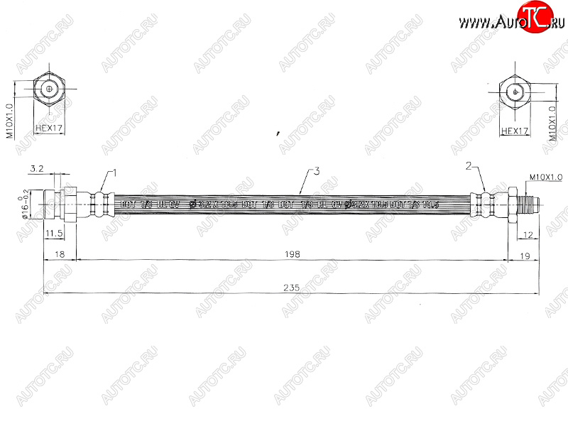 739 р. Шланг тормозной задний LH=RH SAT  Mitsubishi Lancer  9 - Outlander  CU  с доставкой в г. Йошкар-Ола