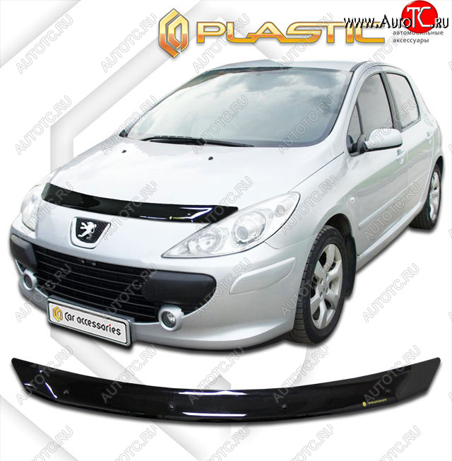 1 799 р. Дефлектор капота (рынок России) CA-Plastic  Peugeot 307  универсал (2005-2008) рестайлинг (Classic черный)  с доставкой в г. Йошкар-Ола