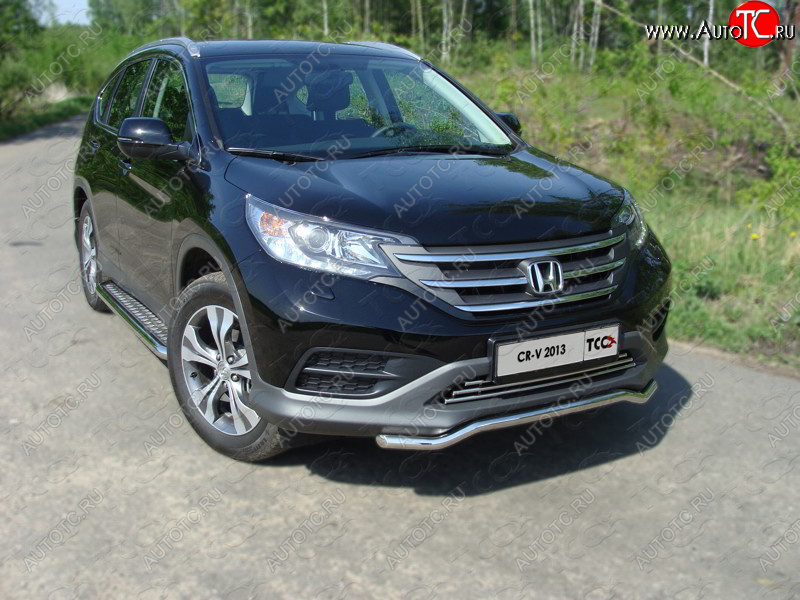 12 449 р. Защита переднего бампера кенгурин короткий d42,4 мм ТСС Тюнинг  Honda CR-V  RM1,RM3,RM4 (2012-2015) дорестайлинг (нержавейка)  с доставкой в г. Йошкар-Ола