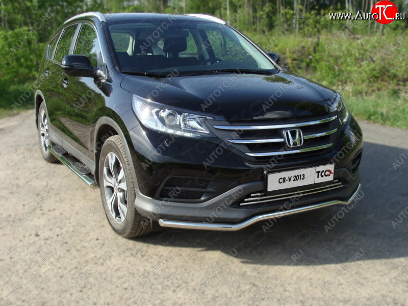 28 849 р. Пороги овальные с накладкой 120х60 мм ТСС Тюнинг  Honda CR-V  RM1,RM3,RM4 (2012-2015) дорестайлинг (серые)  с доставкой в г. Йошкар-Ола