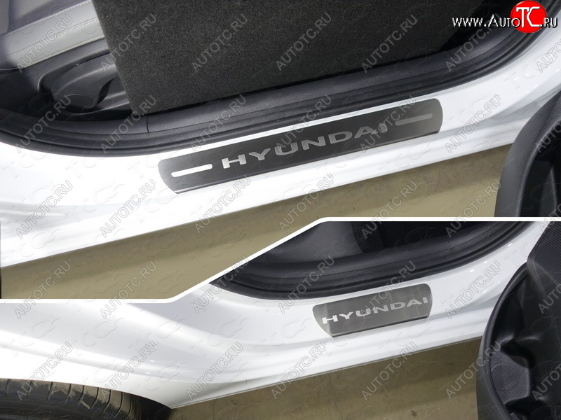 4 699 р. Накладки на пороги (4шт) ТСС Тюнинг  Hyundai I30  3 PD - I30 Fastback  PD (лист шлифованный надпись Hyundai )  с доставкой в г. Йошкар-Ола