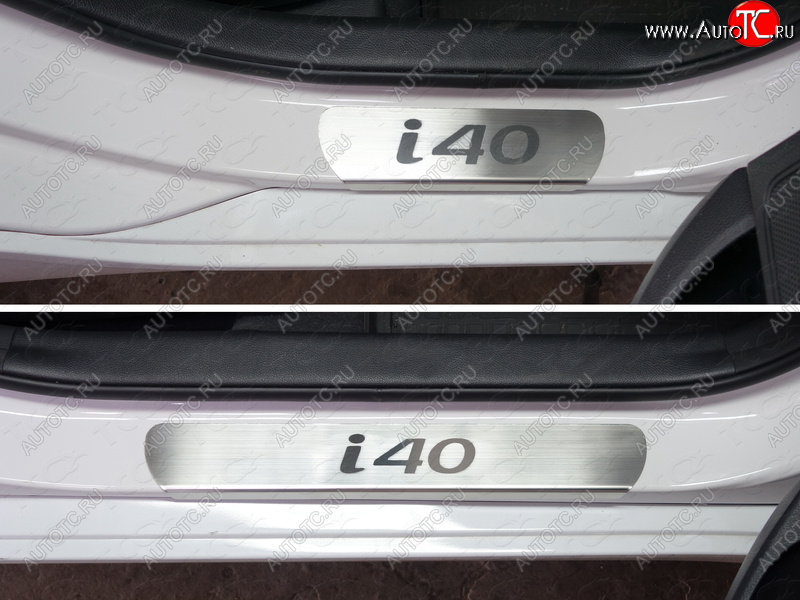 4 699 р. Накладки на пороги лист ТСС Тюнинг Hyundai I40 1 VF рестайлинг седан (2015-2019) (Лист шлифованный, надпись i40)  с доставкой в г. Йошкар-Ола