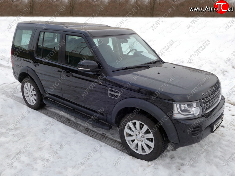 21 349 р. Пороги алюминиевые с пластиковой накладкой ТСС Тюнинг  Land Rover Discovery  4 L319 (2009-2016) (карбон черные)  с доставкой в г. Йошкар-Ола