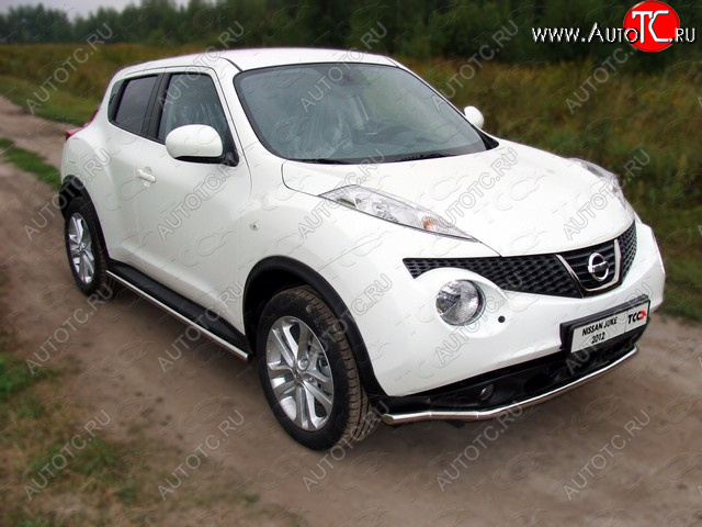 10 949 р. Защита переднего бампера нижняя d42,4 мм ТСС Тюнинг Nissan Juke 1 YF15 дорестайлинг (2010-2014) (нержавейка)  с доставкой в г. Йошкар-Ола