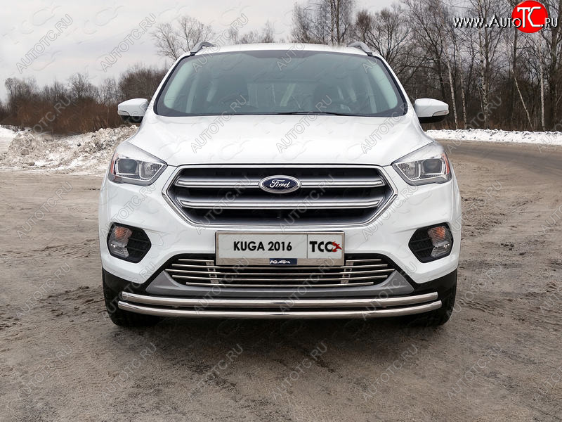 6 249 р. Рамка гос. номера ТСС Тюнинг  Ford Kuga  2 (2016-2019) рестайлинг (нержавейка)  с доставкой в г. Йошкар-Ола