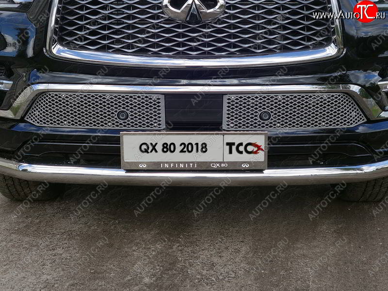 6 449 р. Рамка гос. номера ТСС Тюнинг  INFINITI QX80  Z62 (2018-2024) 2-ой рестайлинг (нержавейка)  с доставкой в г. Йошкар-Ола