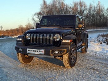 5 999 р. Рамка гос. номера (5 дв.) ТСС Тюнинг Jeep Wrangler JL 3 дв. дорестайлинг (2018-2024) (нержавейка)  с доставкой в г. Йошкар-Ола. Увеличить фотографию 1