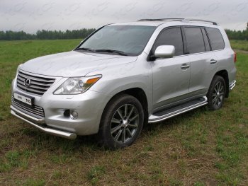 Защита порогов алюминий 42,4 мм, ТСС Тюнинг Lexus LX570 J200 дорестайлинг (2007-2012)