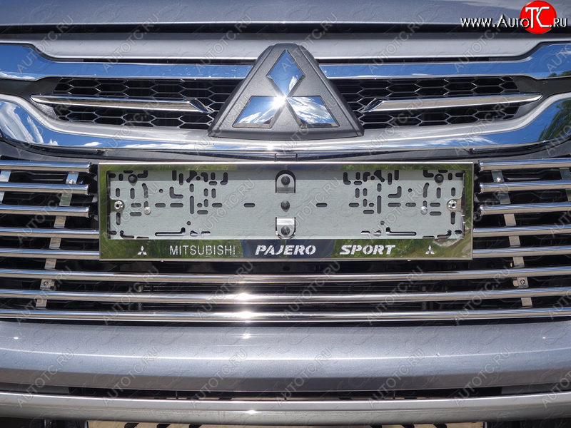 6 449 р. Рамка гос. номера ТСС Тюнинг  Mitsubishi Pajero Sport  QE (2015-2021) дорестайлинг (нержавейка)  с доставкой в г. Йошкар-Ола