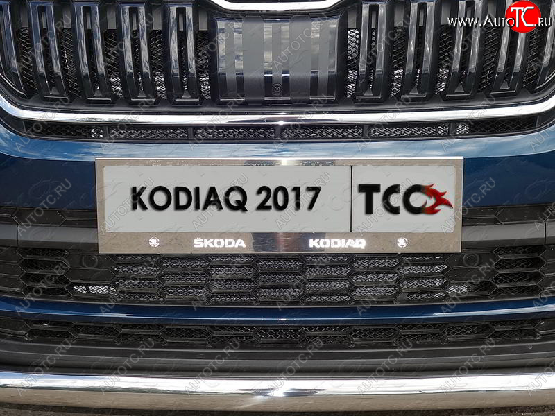 6 449 р. Рамка гос. номера ТСС Тюнинг  Skoda Kodiaq  NU7 (2017-2021) дорестайлинг (нержавейка)  с доставкой в г. Йошкар-Ола